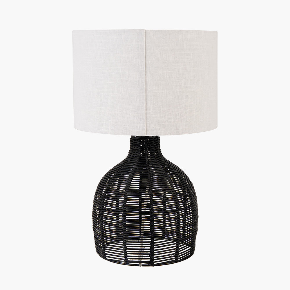 Caswell Black Rattan Cloche Table Lamp